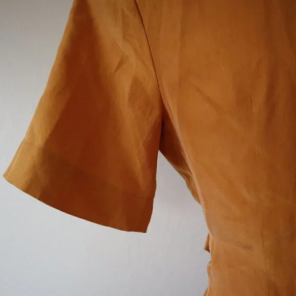 Vintage Yellow Orange Silk Gillian Wrap Dress Size 2 - Picture 11 of 13